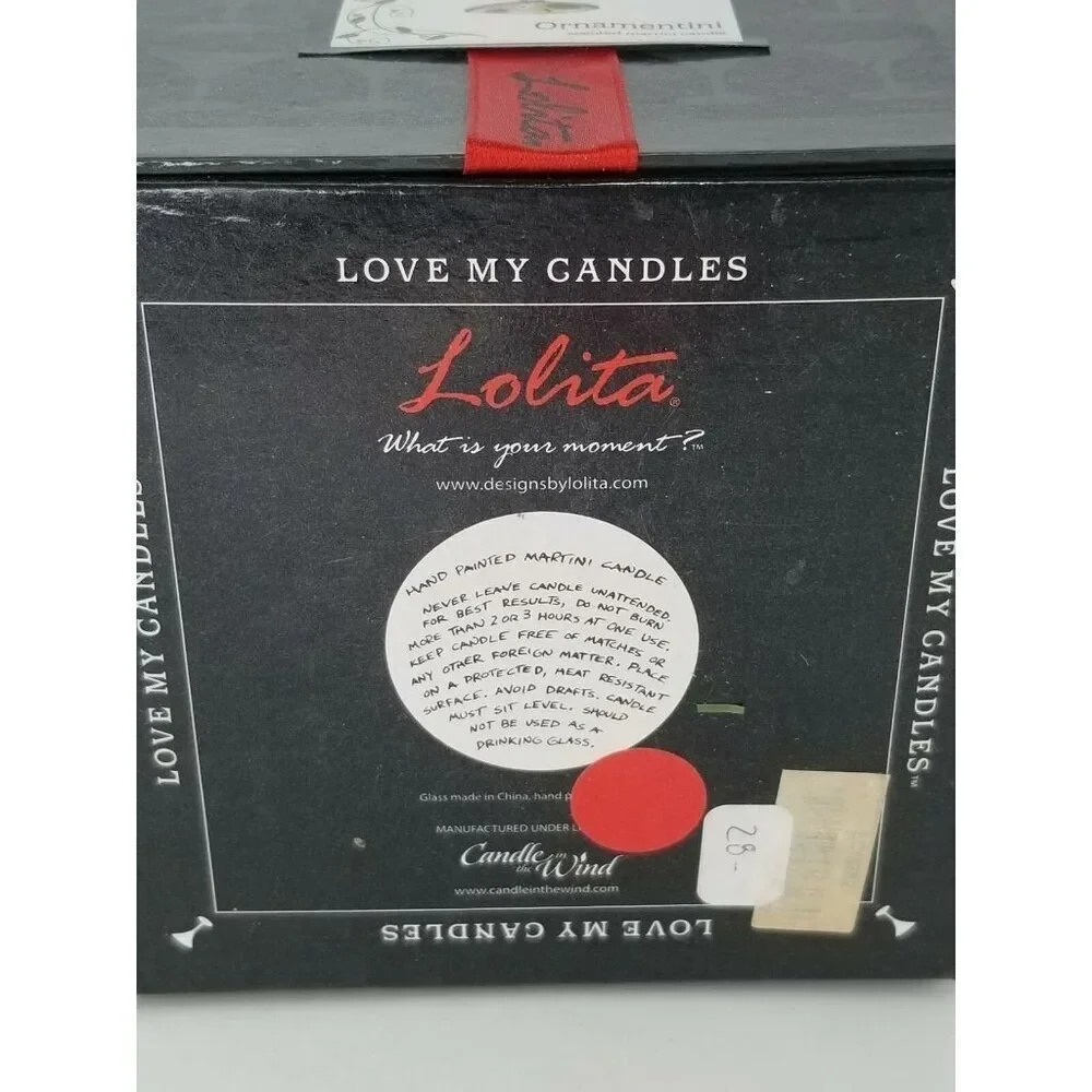 Lolita Handpainted Martini Glass 7 OZ Candle Ornament Flirtini Holiday New Lot 2